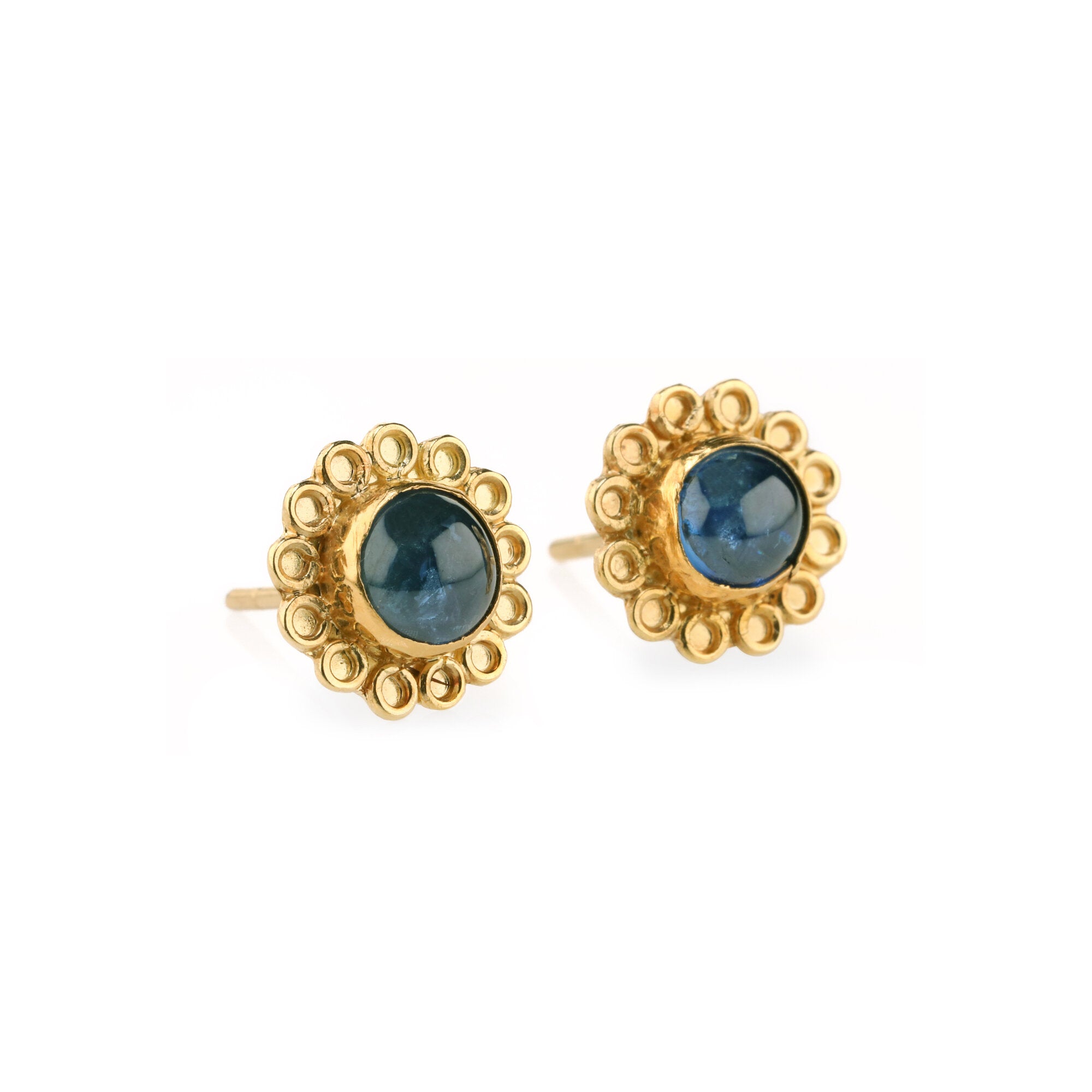 Blue Stone and Pearl Round Flower Jhumka Earrings | Elegant and Versat