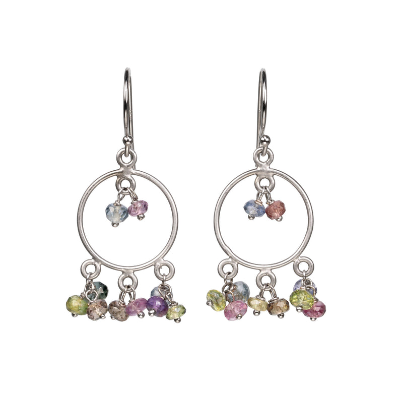 Multi Sapphire and White Gold Chandelier Earrings