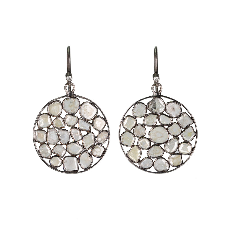 Diamond Slice and Oxidized Sterling Silver Earrings