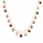 Multi Colored Spinel and Gold Link Necklace