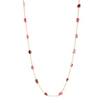 Long Pink Tourmaline Chain Necklace