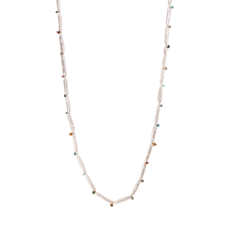 White Stick Pearl Long Necklace