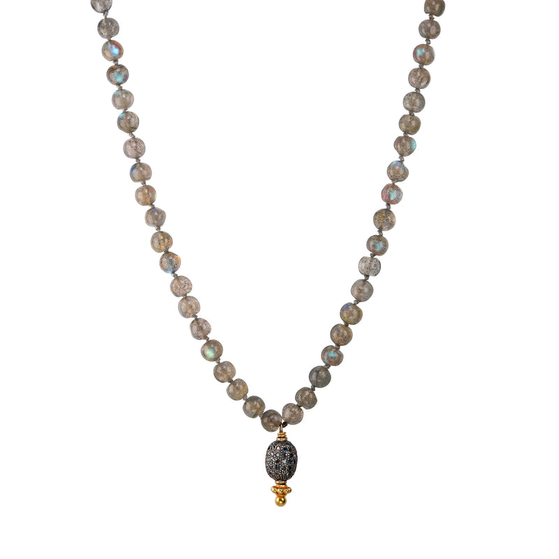 Labradorite & Pavé Blue Diamond Pendant Necklace
