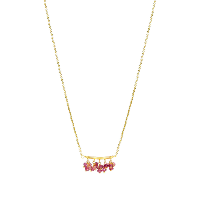 Pink Tourmaline Dangle Bar Necklace
