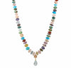 Multi Gemstone Necklace with Diamond and Aquamarine Pendant Necklace