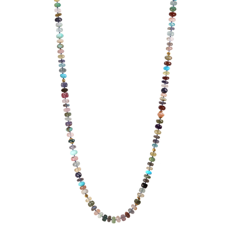 Long Beaded Multi Gemstone Necklace