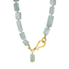Aquamarine Necklace with Sapphire and Pearl Clusters