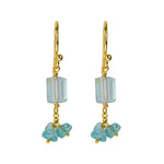 Aquamarine Nugget and Apatite Cluster Earrings