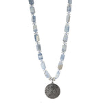 Blue Lace Opal & Black Diamond Necklace