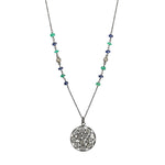 Emerald and Kyanite Necklace with Diamond Slice Pendant
