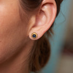Blue Sapphire Cabochon Earrings