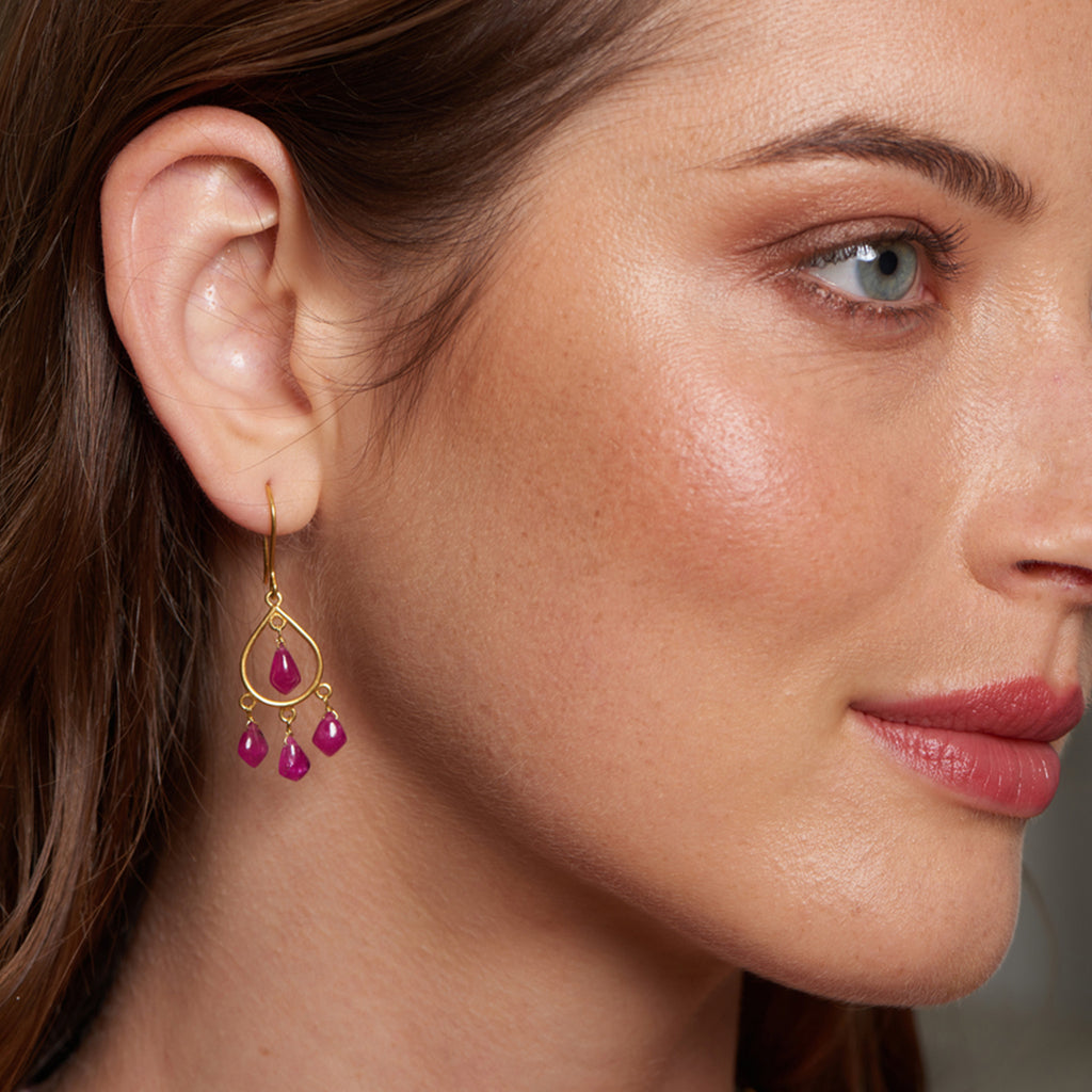 Natural Ruby Chandelier Earrings