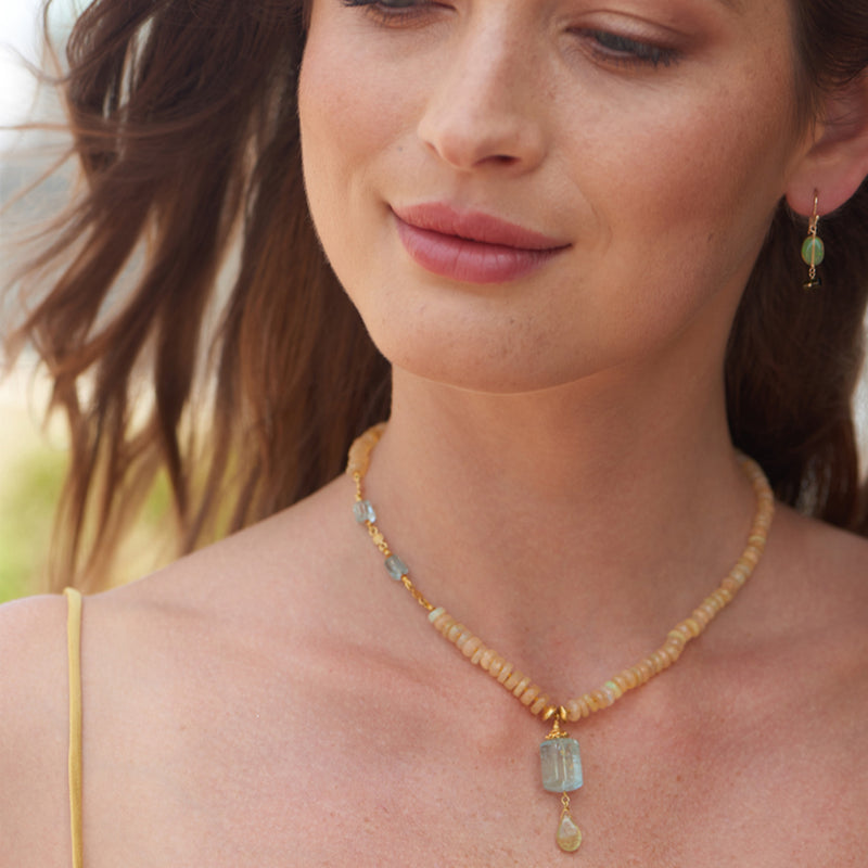 Ethiopian Opal and Aquamarine Necklace