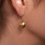 Gold Swirl Earrings with Green Diamonds