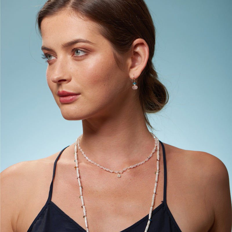 Moonstone Necklace with Pavé Diamond Pendant
