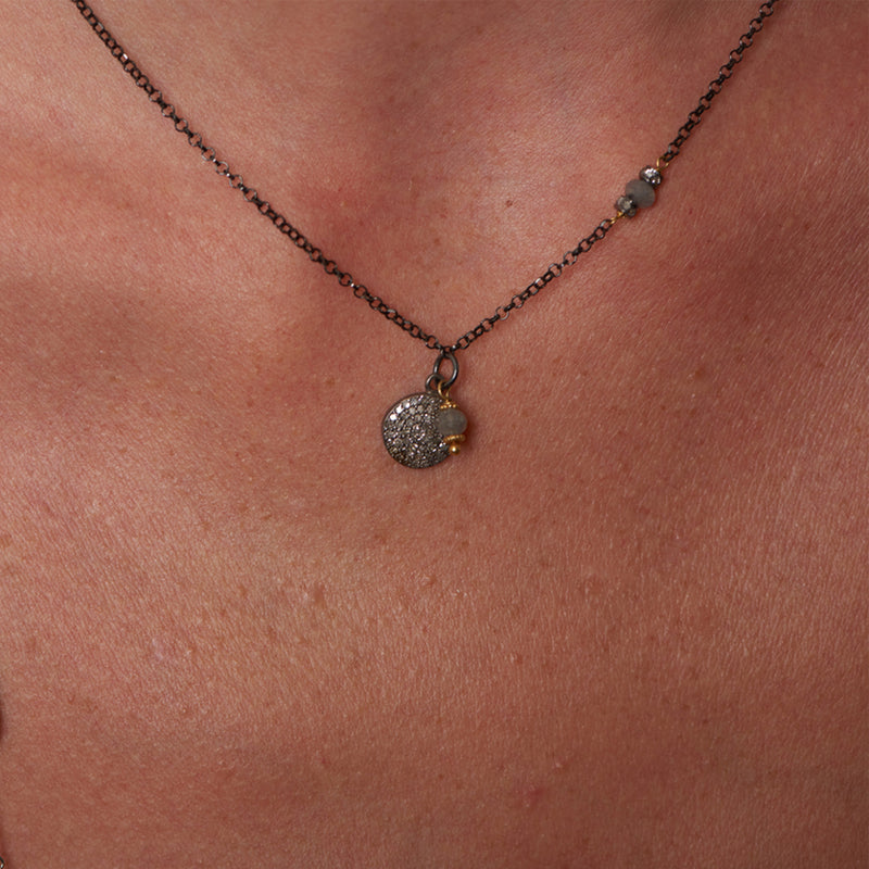 Pavé Diamond Disk Pendant Necklace