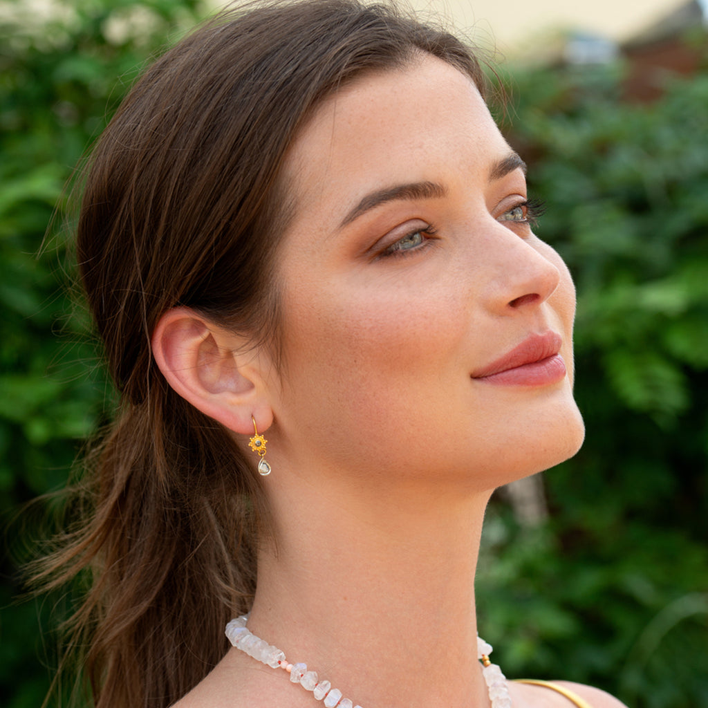 Rose Cut Diamond Star Earrings